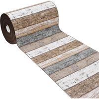 Tappeto Cucina Bordato Tessitura Piatta Bagno Camera Corridoio Stile Legno Parquet Tortora - 52x140 cm
