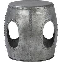 WOMO-DESIGN Mesa Auxiliar Vantaa Redonda Ø38x43 cm Plata, Vintage, Hecha a Mano, Metal, Diseño Industrial, Mesita de Centro con Remaches Soldados de Almacenamiento para Sala de Estar