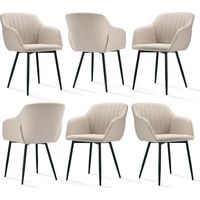 Goeurvant Sedie da pranzo minimaliste con seduta ampia e braccioli ergonomici, combinazione di comfort ed eleganza - Set di 6 - Beige