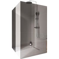 BERNSTEIN - 2 Mampara de ducha italiana 100x200cm + 90cm, cristal ahumado NANO 10mm, perfil pared inox cromado, sin perfil de suelo - EX102 100cm, 90cm, Sin perfil de suelo