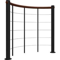 Rundes Brüstungsgeländer - Schwarz - Thermolackierter Stahl - Länge 1m - Handlauf aus Holz - Ø120cm - RE-U-SLM-NN-120