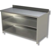 Table sur armoire ouverte avec 1 etagere et dosseret gamme 700 - Ristopro