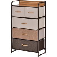 Cómoda 5 Cajones Plegables Madera Marco Metálico Multicolor 58x29x99 cm
