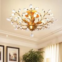 Ganeed Vintage K9 Lampadari di cristallo trasparente Illuminazione a soffitto Illuminazione a sospensione Apparecchio da incasso per soggiorno Sala da pranzo Ristorante Portico Corridoio Oro 4 luci