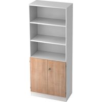 bümö office Regalschrank - 5 Ordnerhöhen Weiß/Nussbaum