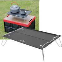 Table de Camping Portable - Aluminium et Inox - Table Picnic Pliante Noir - 2 Planches