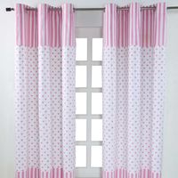 HOMESCAPES Gardinen Herzen rosa weiß 2er Set 137 x 117 cm