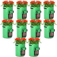 SWANEW Pflanzsack Pflanztasche Kartoffel Tomaten Erdnüsse Vliesstoff Atmungsaktiv Pflanzbeutel Gemüse Beutel 10 Stück 10 Gallone Grün