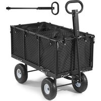 Mophorn Schwerlast-Bollerwagen, 544 kg Tragkraft, Handwagen mit Luftreifen, verstellbarem Griff, abnehmbaren Seitenwänden, vielseitig einsetzbar als Strand-, Camping- oder Gartenwagen, Schwarz