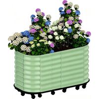 Bac Potager Surélevé sur roulettes 150x60x70 cm, Carré Potager Métal blanc avec réserve d'eau et freins, Jardinière auto-arrosante