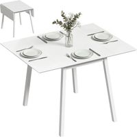 Esstisch Klapptisch Küchentisch, 2 aufklappbare Flächen, 110 x 86 x 75 cm, Weiß