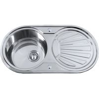 Edesa Lavello sopra piano Modello K2 SE 84 1C1E REVERSIBILE Lavello da incasso 1 secchio rotondo Lavello da cucina con Ecurrier Con foro per rubinetto Larghezza 45 cm