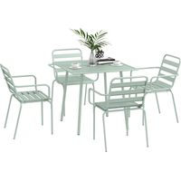 Salon de Jardin Ensemble Mobilier de Jardin 7 pièces Mobilier de jardin Vert Acier 80x80x74 cm