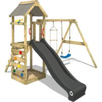 Wickey – Tour de jeu en bois avec balançoire et toboggan 220 cm – Bac à sable intégré – Résistant aux intempéries – 10 ans de garantie