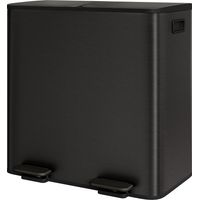 Poubelle de Cuisine 2 Compartiments 2x40L, Acier Inoxydable, Pédale, Couvercle à Fermeture Douce, Anti-empreintes, Noir