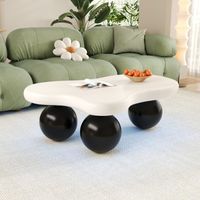 Couchtisch „Nuage“ – 95 x 62,5 x 32 cm - Integrierte LED in 16 Farben – Verspieltes & sicheres Design – Wohnzimmer & Kinderzimmer – Weiß & Schwarz