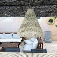 Abat jour pour Lustre conique en palmier "Doum" du Maroc tressée