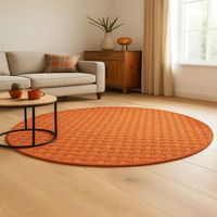Tapis en laine AstroAura - Tapis en laine - 245x245cm, Round - 100% Laine vierge - Tufté main - Orange