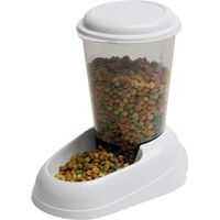 Distributeur croquettes 3L, fond antidérapant, pour chiens/chats, dimensions 20,2x29,2x28,8 cm, blanc