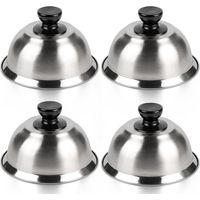 4X Cloche pour Hamburger INOX 16 7cm, Cloche Chauffante pour Fondre Le Fromage, Cloche de Cuisson Burger avec, Cloche à Chaleur pour Steak