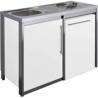 METALLINE 120cm angolo cottura con piano cottura e frigorifero, verniciato a polvere glacier