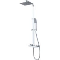 Aica Sanitaire – Colonne de douche thermostatique avec mitigeur carré – Pommeau de douche carré 8 pouces – Finition chromée – Hauteur réglable 800-1200mm