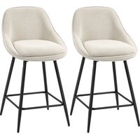 2er-Set Barstühle mit Cordbezug und Stahlbeinen, Polsterstühle für Kücheninsel, Esszimmer, Creme