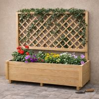 Carré potager rectangulaire en bois de sapin avec treillis 104 cm - 98x34x104 cm
