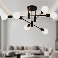 Ganeed Lámpara de araña Lámpara colgante moderna de 6 luces Lámpara de araña de soporte vintage industrial de metal para sala de estar comedor dormitorio vestíbulo, negr