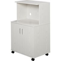 Aparador Auxiliar para Microondas Armario Bajo Cocina 2 Puertas Estante Réglable Ruedas Carga 70 kg 60.4x40.3x97 cm Blanco