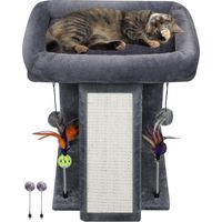 Tree Tower with Cat Scratching Post for Indoor Cats, Activity Centre Climbing Tree with Scratching Board and Playful Toy Balls, Grey-Crezuo