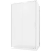 Cabine de douche 90x140 cm Porte coulissante et paroi fixe Profilés en aluminium chromé Verre trempé 6mm opaque avec traitement Easy-clean h198 - Réversible Mod. Tahiti