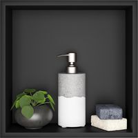Nicho de baño, Nicho de ducha de pared de acero inoxidable, Nicho de ducha de pared de una sola capa, Nicho de ducha empotrado 32x32x12,5 cm, Negro