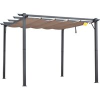 Pergola de jardin 3 x 3 m avec toit rétractable anti-UV et structure en aluminium, gris