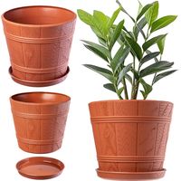 KADAX Pot de Fleur Pot de Fleur 19 cm Couvercle en Bois Support de Fleur en Plastique