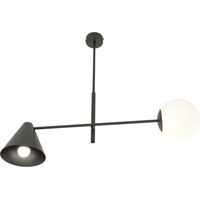 Suspension Hermes noire cône boule verre 2xE14 Emibig