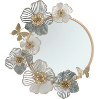 Espejo redondo de pared con decoraciones florales 3D Amy