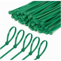 Attaches de câble - Attaches de câble - Lot de 100 - Nylon - Vert - Simple