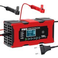 Batterie Voitures 10A12V,Chargeur de Batterie Intelligent LiFePO4 Protection Multiple de Moto Recharge, Écran LC,pour Voiture Moto Camion, AGM, Gel, Wet, SL
