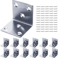 12 Pack Stainless Steel Corner Connector 40 x 40 x 40 x 1.7 mm Heavy Load Angle Bracket with 72 Screws 90 Degree Metal Square for Wood Silver Construction Angle