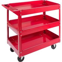 Arebos – Chariot d'atelier mobile 3 étagères – Capacité de charge 100 kg – Acier robuste – Roulettes pivotantes pour déplacements faciles