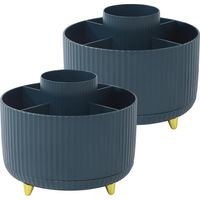 Set of 2 Rotating Make-Up Organizer, Plastic Cosmetic Holder, Suitable for Storing Cosmetics, Organizing the Table (Tibetan Cyan)