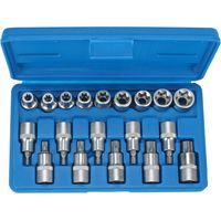SERIE SET 19pz CHIAVI A BUSSOLA 1/2" INSERTO TORX SENZA FORO E TORX-E CONDOR