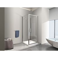 NALA - Box Doccia Con 2 Pareti Fisse Laterali e Porta Battente Frontale Roto-traslante 8MM H200 CROMO Misura 70 (68-70) FISSE + PORTA 75 (73-76)