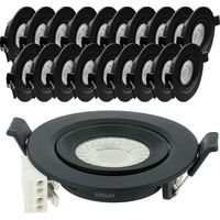Arum Lighting – Lot de 20 spots encastrables LED noir orientables 7W – Équivalence 75W – Température de couleur 4000K – Faisceau 60°