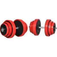Set Manubri Palestra 40kg Rivestiti Gomma, Metallo e Sabbia Ferro, 45x26x26 cm, Rosso