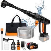Cordless high-pressure cleaner, portable, with accessory kit, 3Ah, with rotating nozzle, ideal for cars, boats, garden.