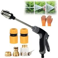 High Pressure Washer Gun, Stainless Steel Hose Nozzle Wand with Connectors and Gloves, for Car Washing, Garden Watering, Patio Window Cleaning (No hose) No -