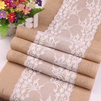 Lntyq Table Runner Jute Dentelle 275cm x 30cm, Vintage, pour Mariage et Fêtes