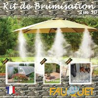 Kit brumisation 5 buses laiton 2,5m – Raccord rapide – 6 colliers de fixation – Robinet d'arrêt – Consommation 24 L/h – Fauquet